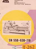 Tos-TOS SN 55B 63B & 71B, Lathe Operating Instructions Maintenance & Assembly Manual-SN 55B-SN 55B-63B-71B-SN 63B-SN 71B-01